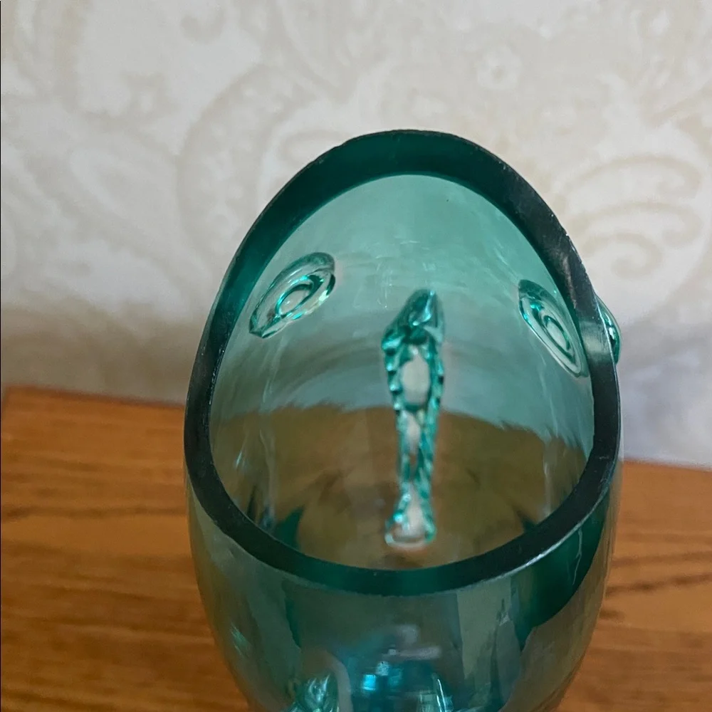 Rare Vintage Blenko style Aqua Glass Fish vase 12.5” tall